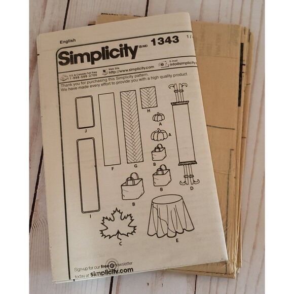 Simplicity 1343 Sewing Pattern Table Accessories Stuffed Pumpkins Fabric Baskets - Picture 5 of 5